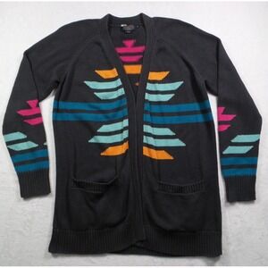 Pendleton Sweater Womens Size Small Gray Cactus Bloom Cardigan Open Pockets